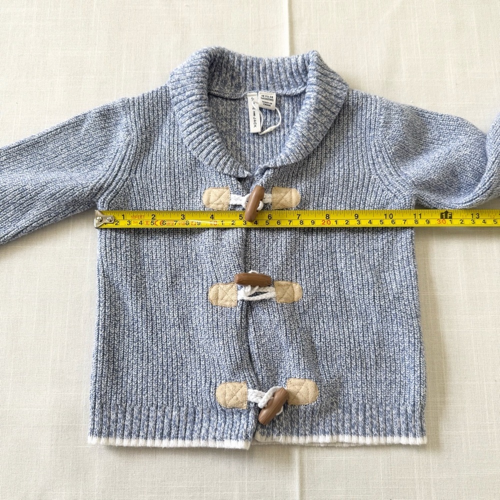 Janie + Jack Blue Toggle Cardigan Sweater 18-24 Months - Picture 4 of 6